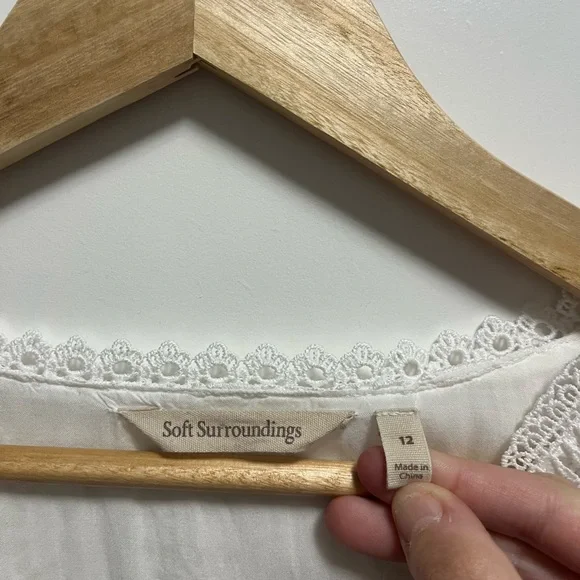 NWOT Soft Surroundings Araminta White Linen and Lace Maxi Dress Women’s Size 12 - Picture 4 of 10